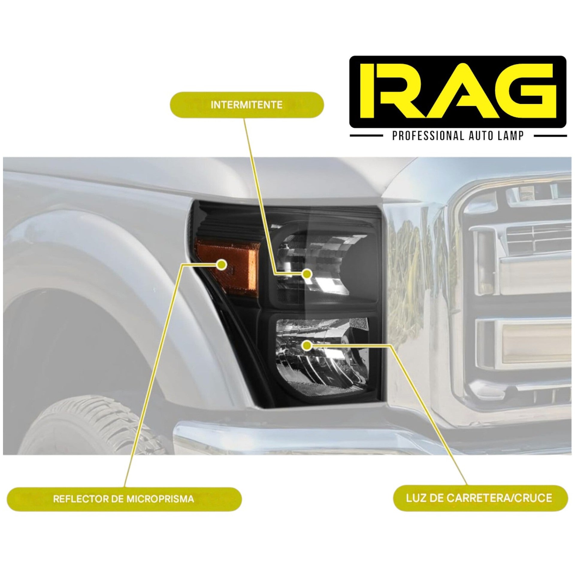 Faros Delanteros Ford Super Duty Negro F-250 F-350 12 - 15 RAG