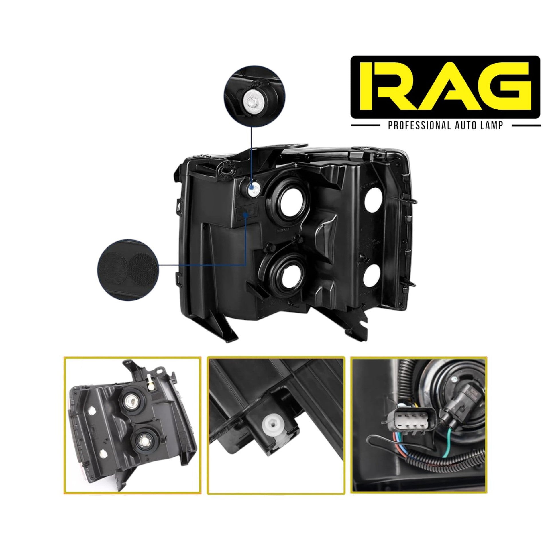 Faros Delanteros Silverado Rey Camión BLACK 5.3 07 - 14 RAG