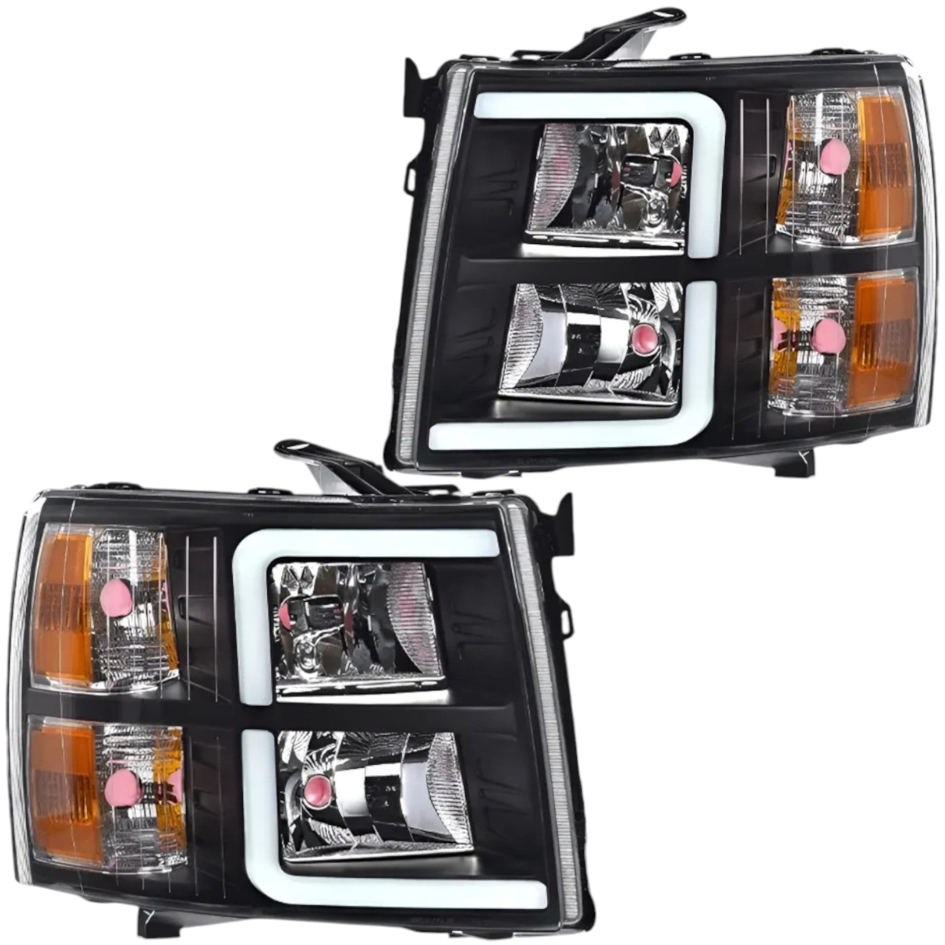Faros Delanteros Rey Camión 5.3 Silverado BLACK LED 2007 - 2014 RAG